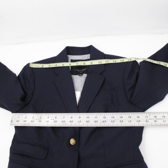 NWT J Crew Blazer Womens 4P Schoolboy Navy Blue Stretch Wool Jacket gold button - Picture 10 of 15